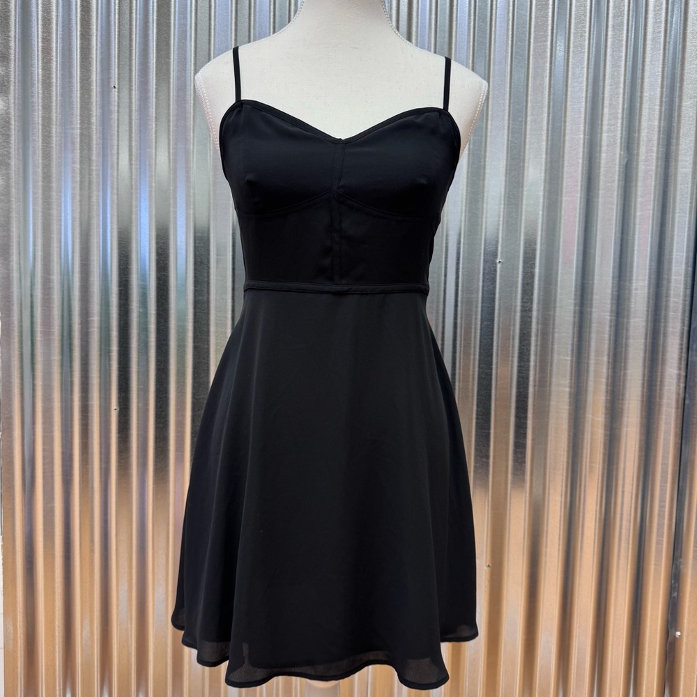 Aritzia Sunday Best Black Spaghetti Strap Fit and Flare Mini Dress